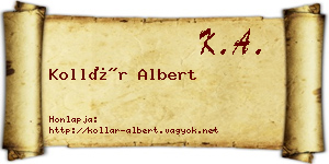 Kollár Albert névjegykártya
