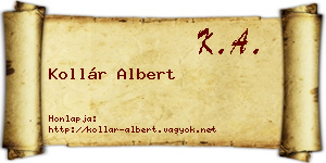 Kollár Albert névjegykártya