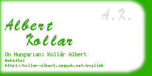 albert kollar business card